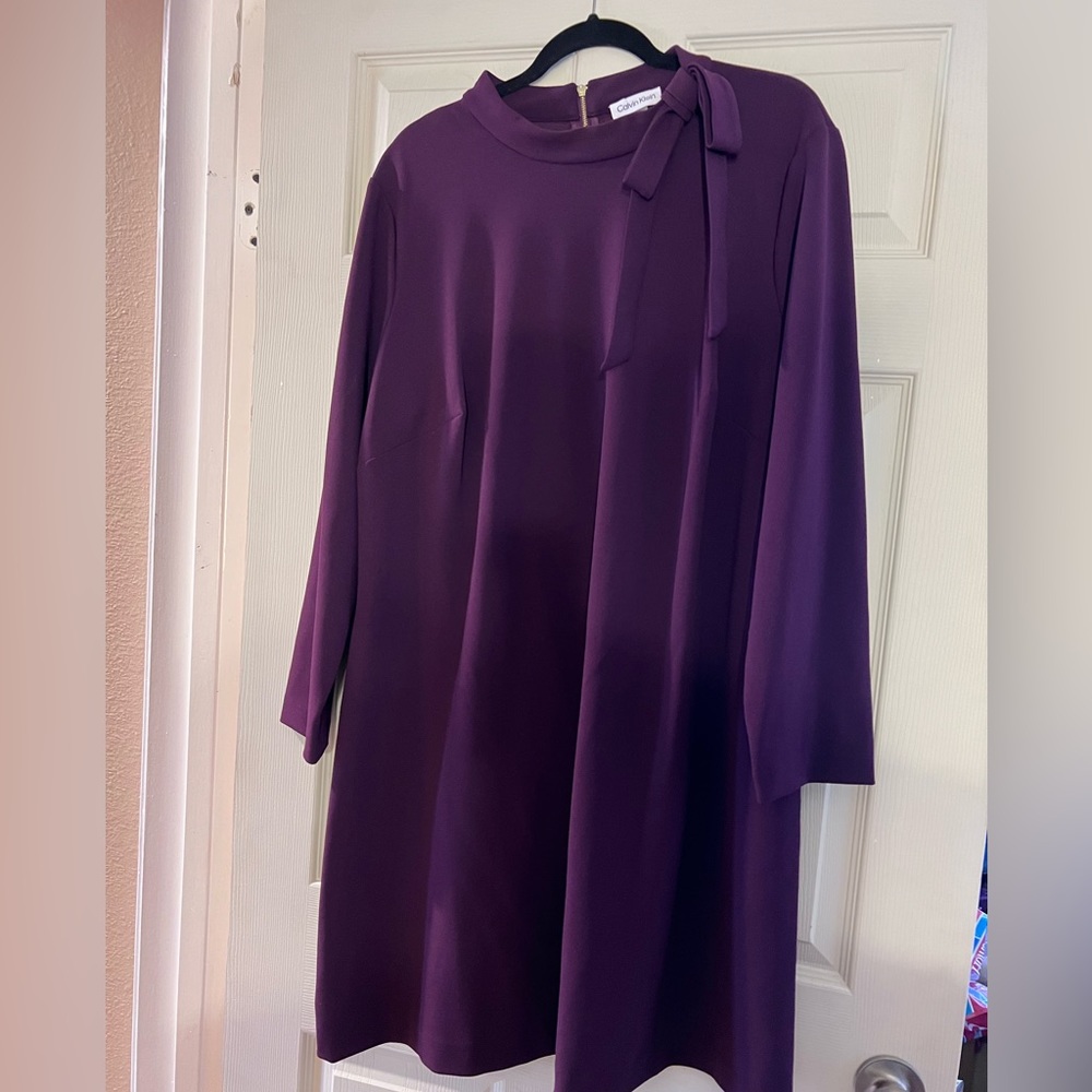 Calvin Klein purple work dress.